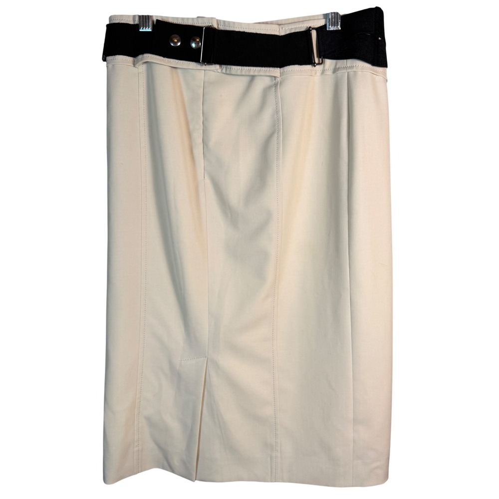 Philosophy di Alberta Ferretti Pencil Skirt US 6 Cream Wool Blend Minimalist